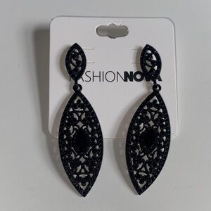 Fashion Nova Black Filigree Earrings